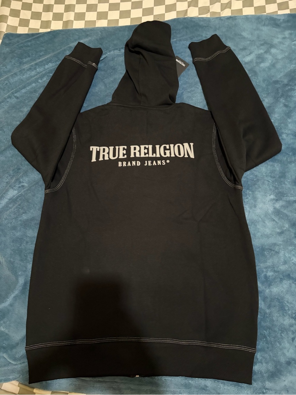 True Religion Kids Black Hoodie with White Back Logo